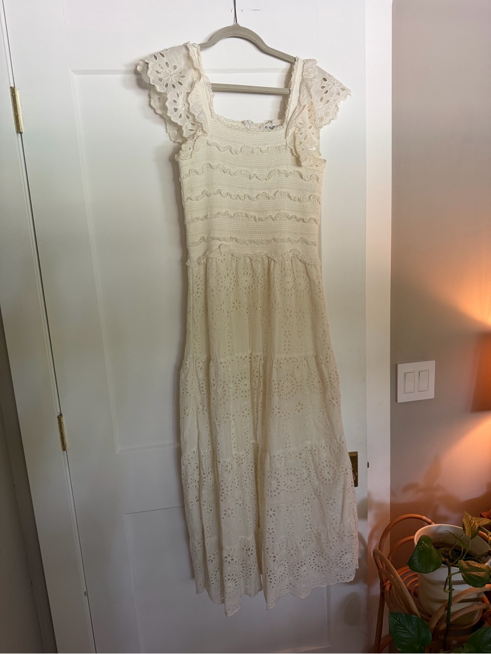 SEA Lace Eyelet Maxi Dress in Cream